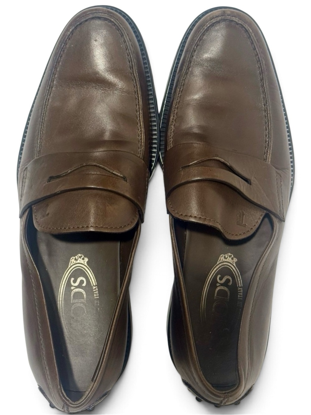 Tod’s Brown Leather Penny Driving Loafers Men’s 8 Made Italy